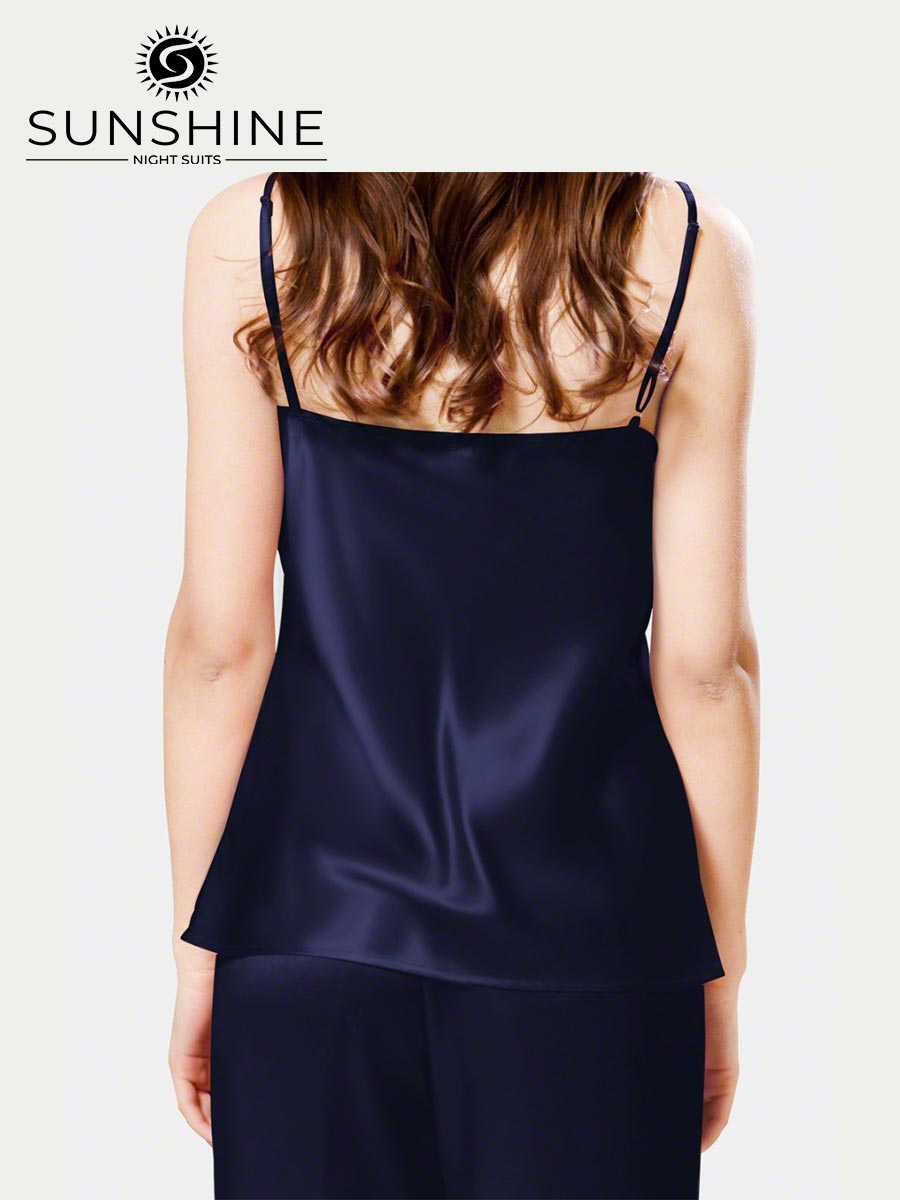Silk Cami Pajama Set for Women | Navy Blue