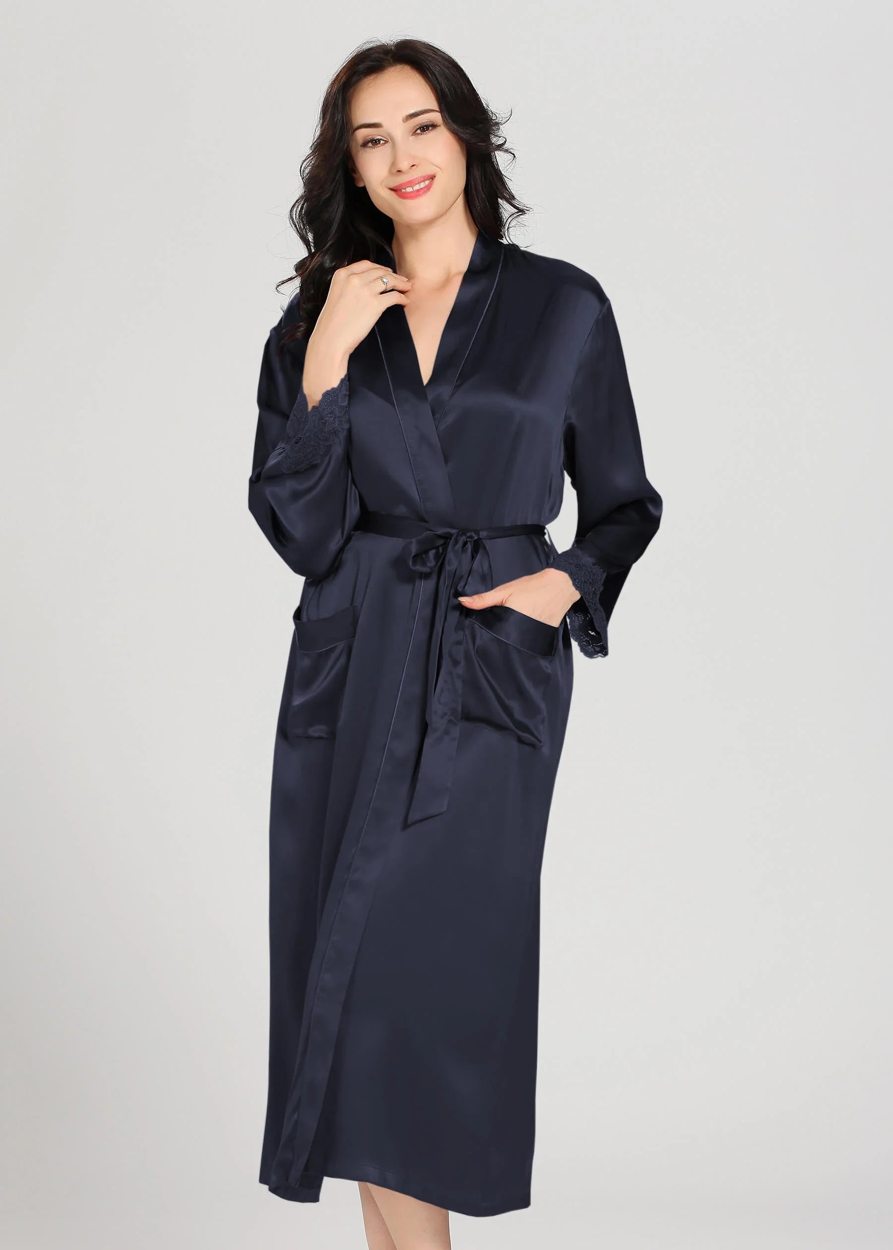 Luxurious Silk Camisole & Gown Sets Blue