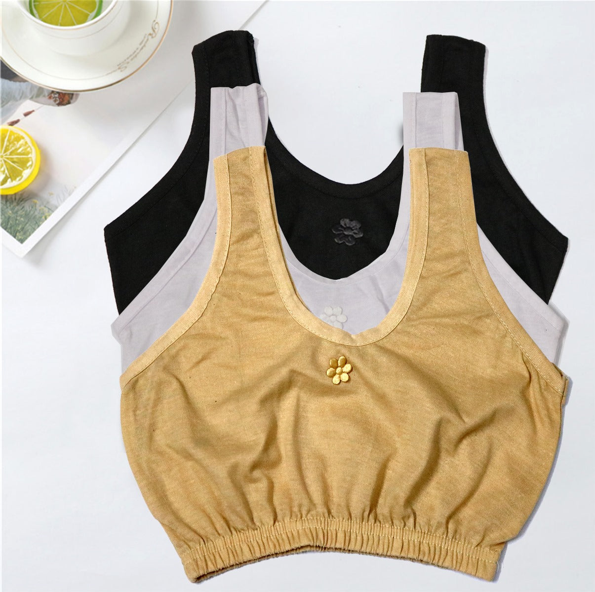 Pack of 2 Mix Cotton School Girls Camisole Bra