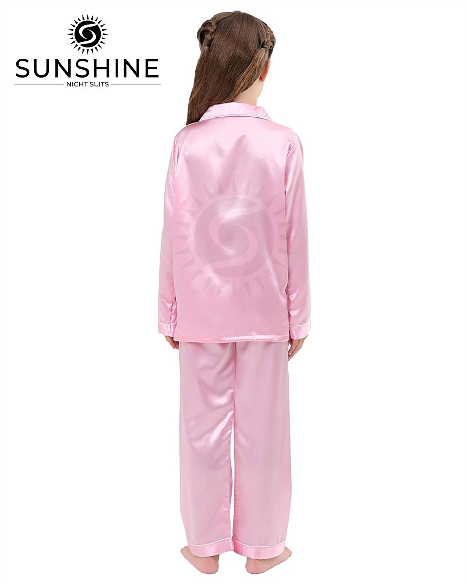 Pink Silk Pajamas Set For Girls