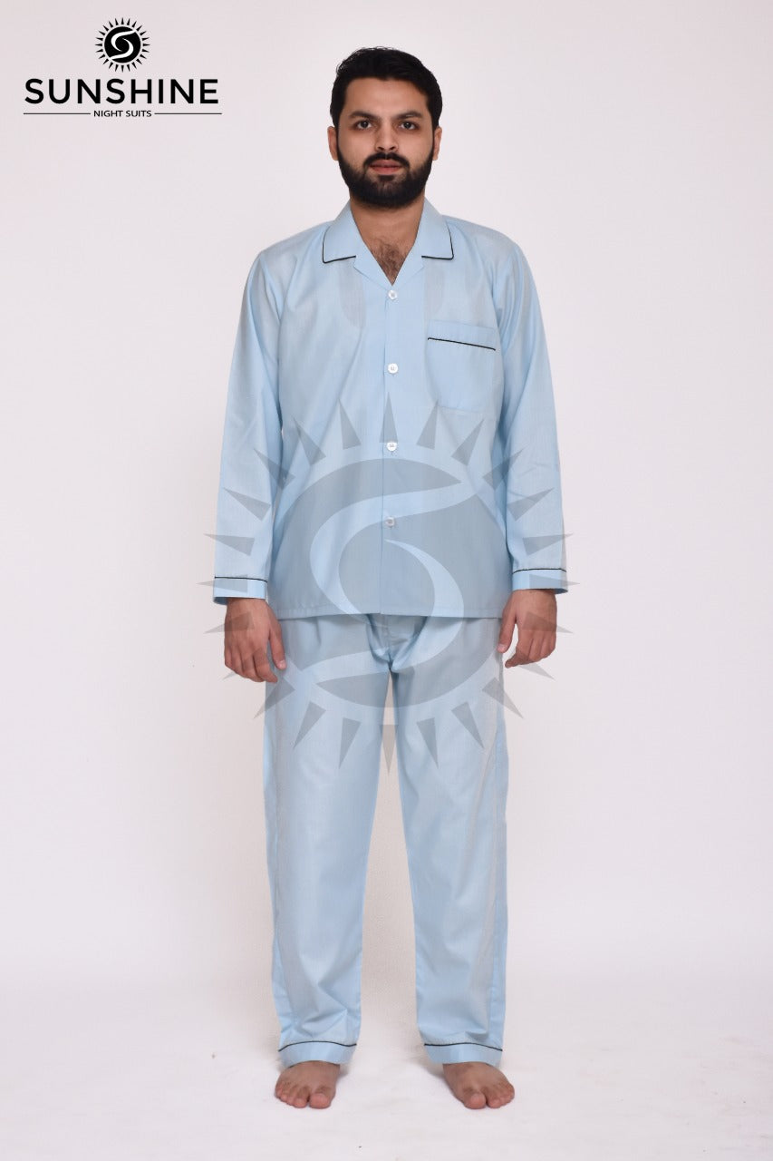 Powder Blue Plain Nightsuit For Men – MN-805