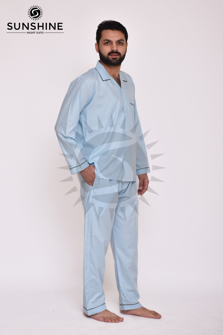 Powder Blue Plain Nightsuit For Men – MN-805