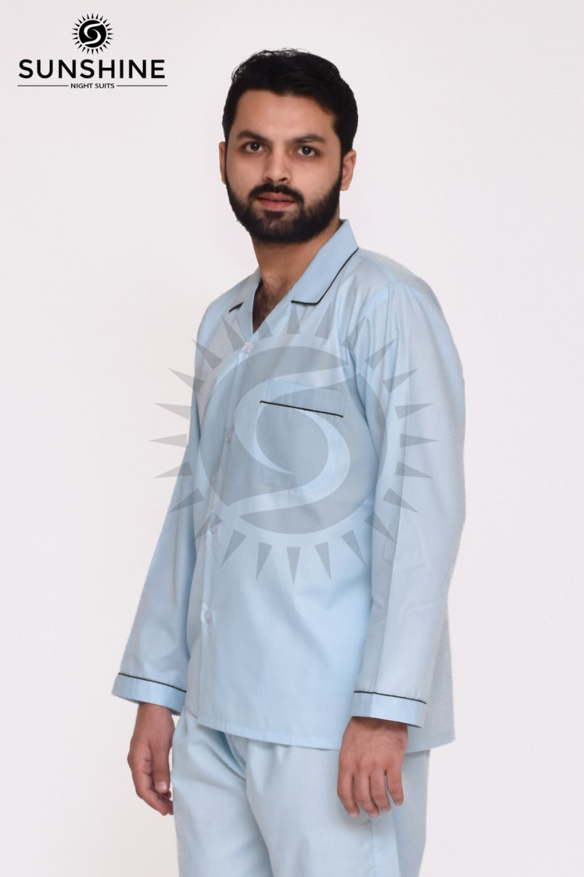 Powder Blue Plain Nightsuit For Men – MN-805