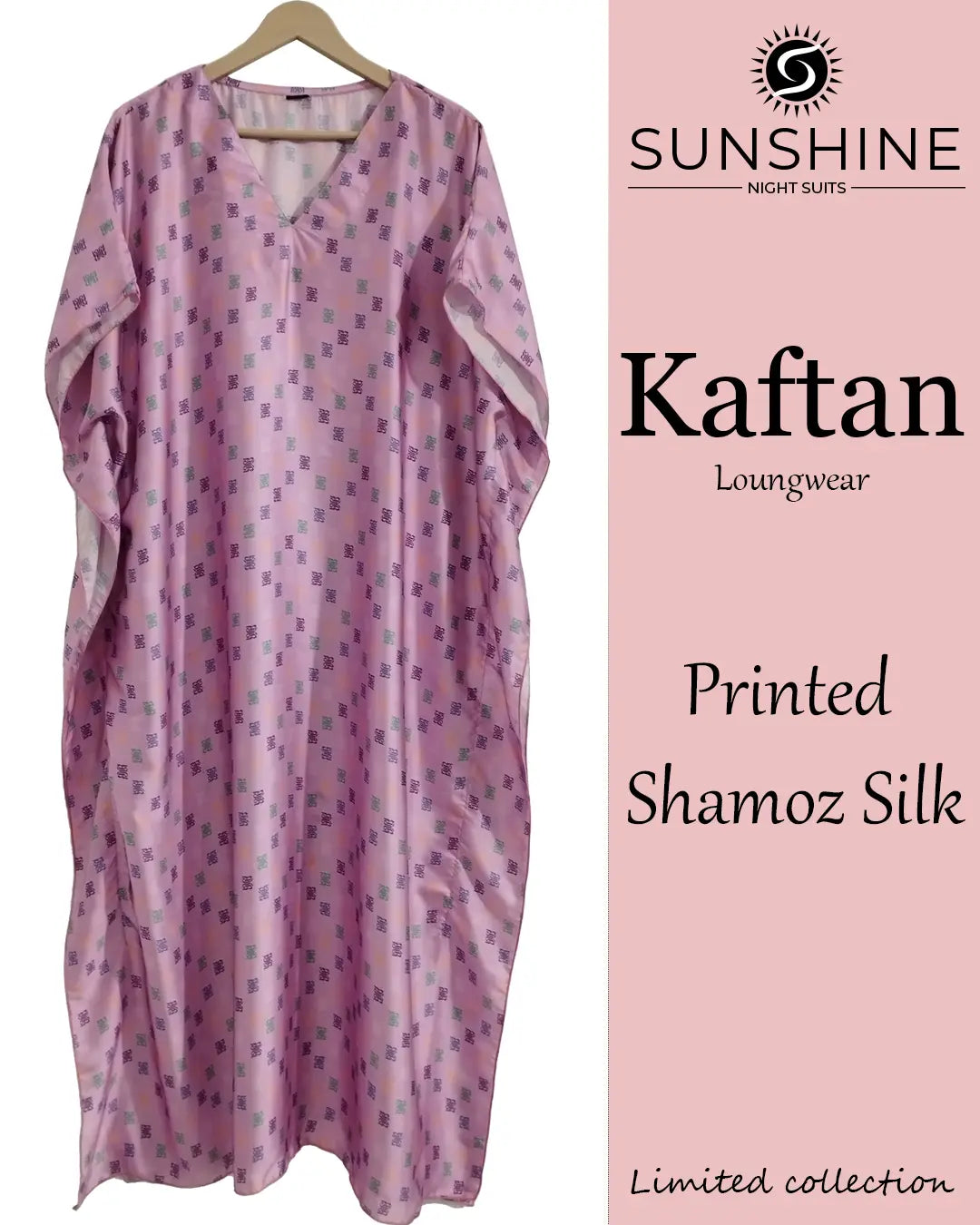 Purple Printed Silk Kaftan Nightdress