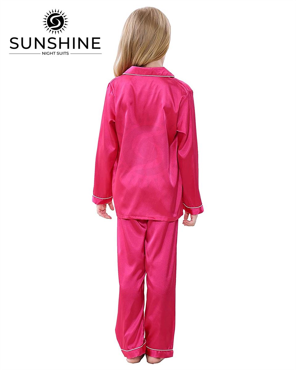 Raspberry Silk Pajamas Set For Girls