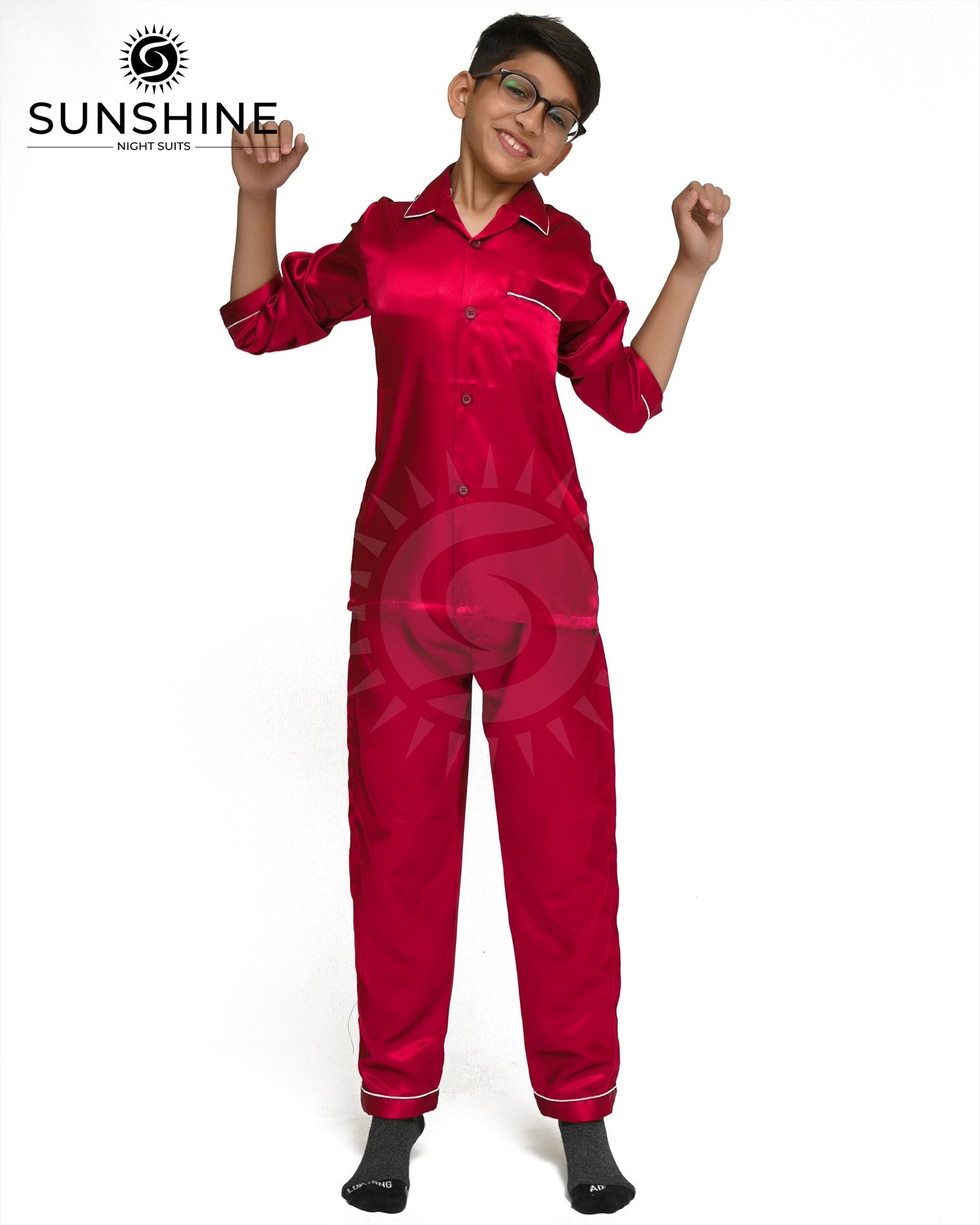 Red Silk Nightwear For Boys