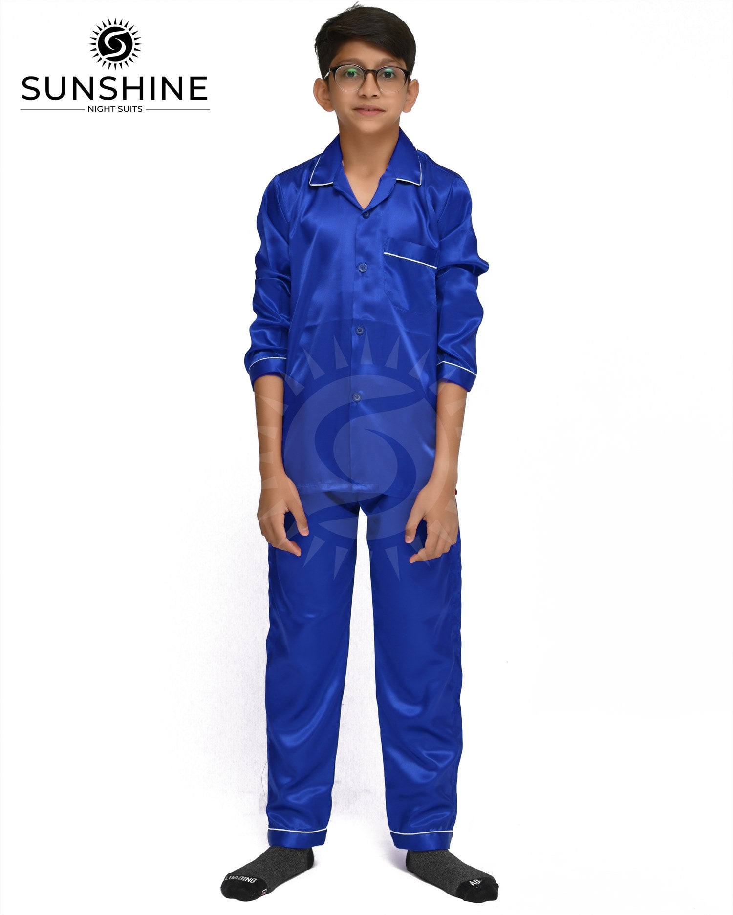 Royal Blue Silk Nightwear For Boys
