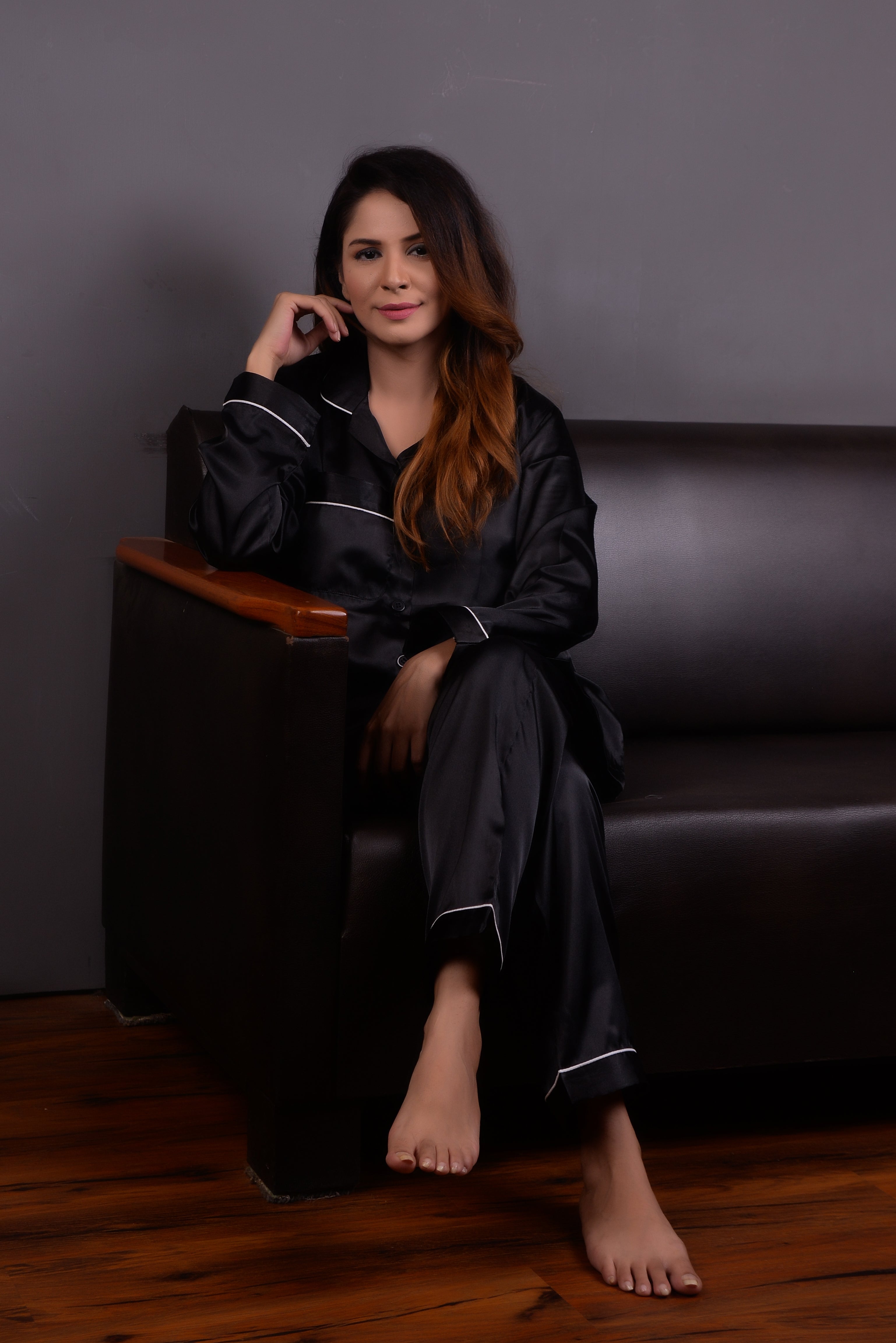 Black Silk Couple Nightwear Set – Luxurious & Romantic