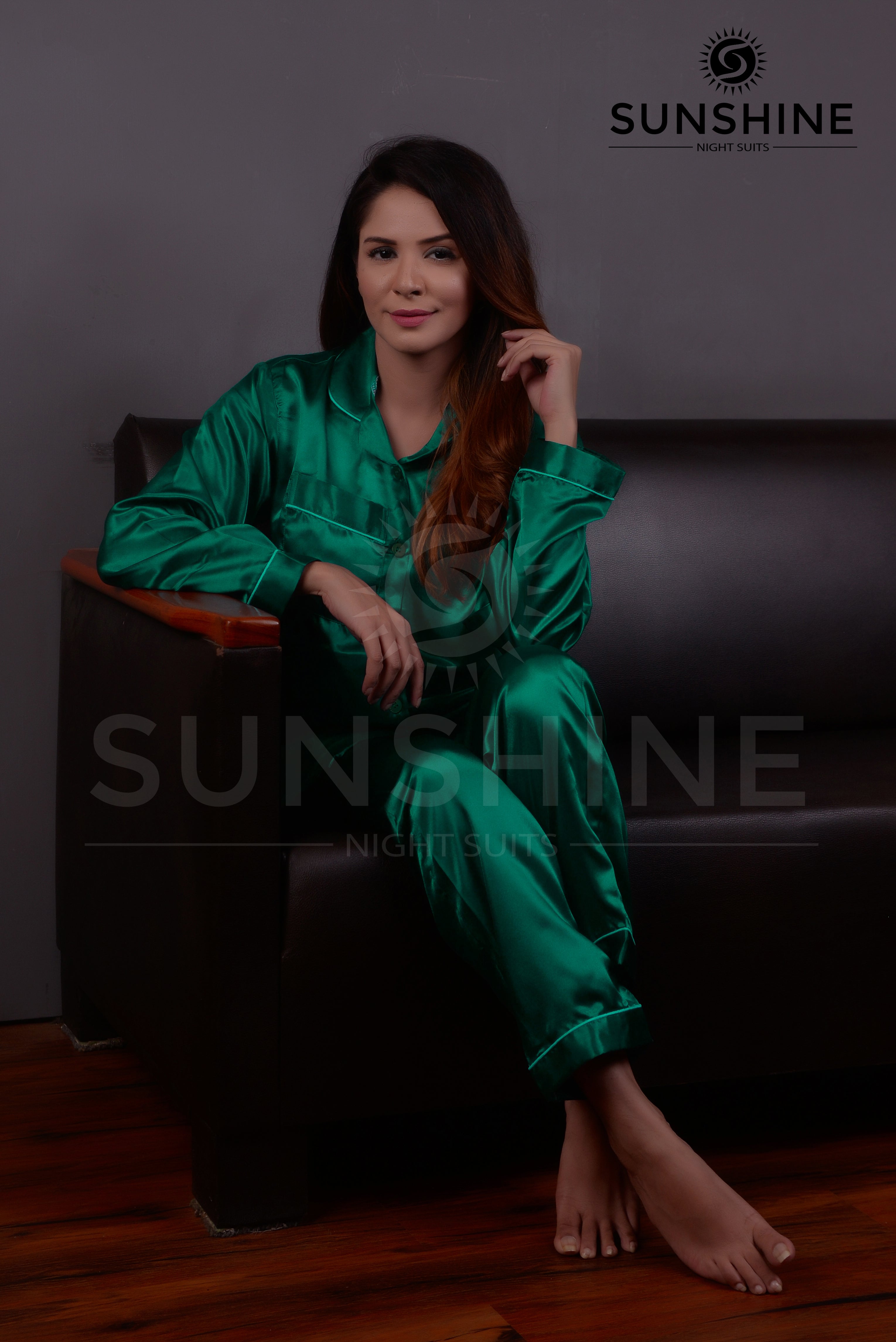 Sea Green Silk Couple Nightwear Set – Luxurious & Romantic