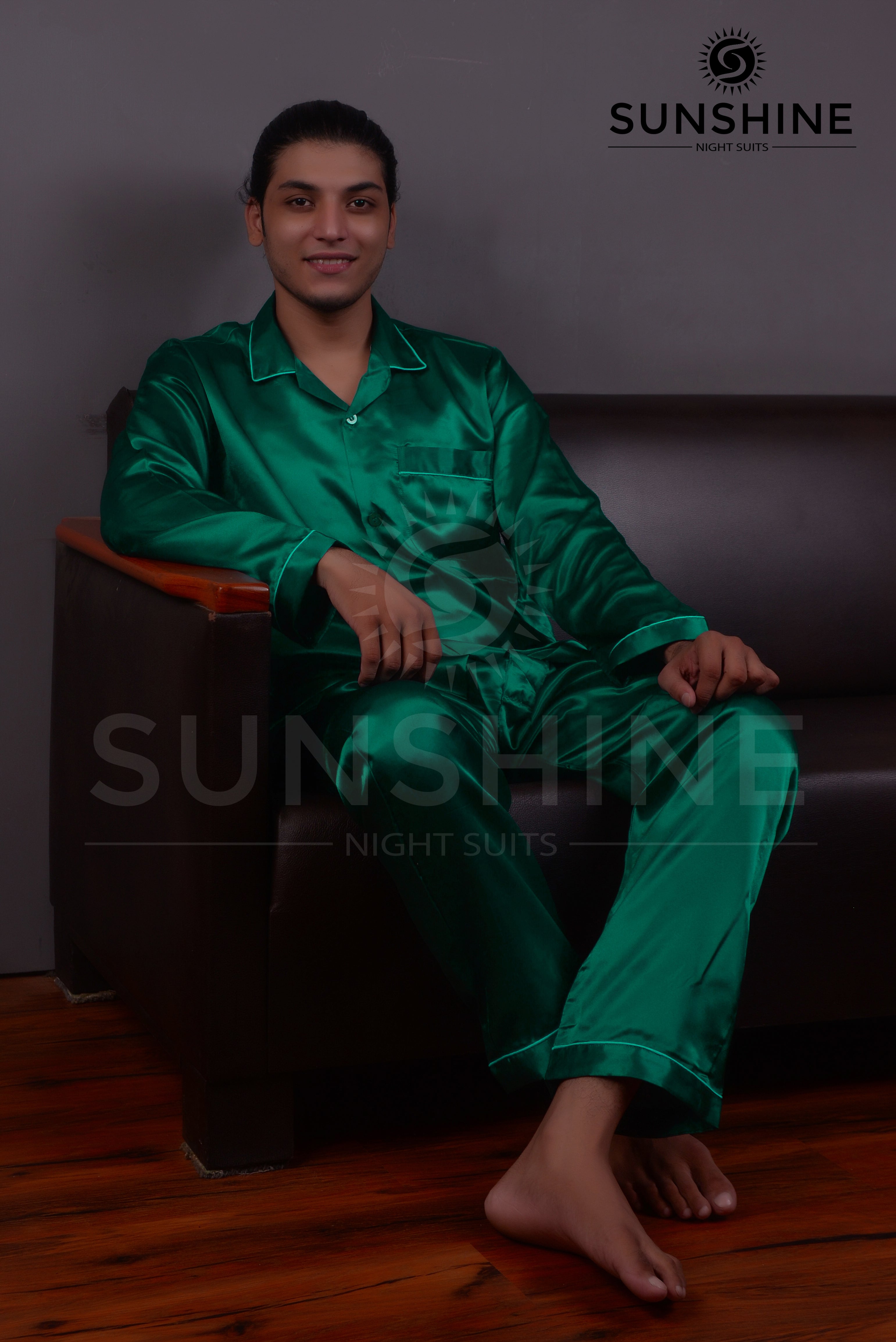 Sea Green Silk Couple Nightwear Set – Luxurious & Romantic