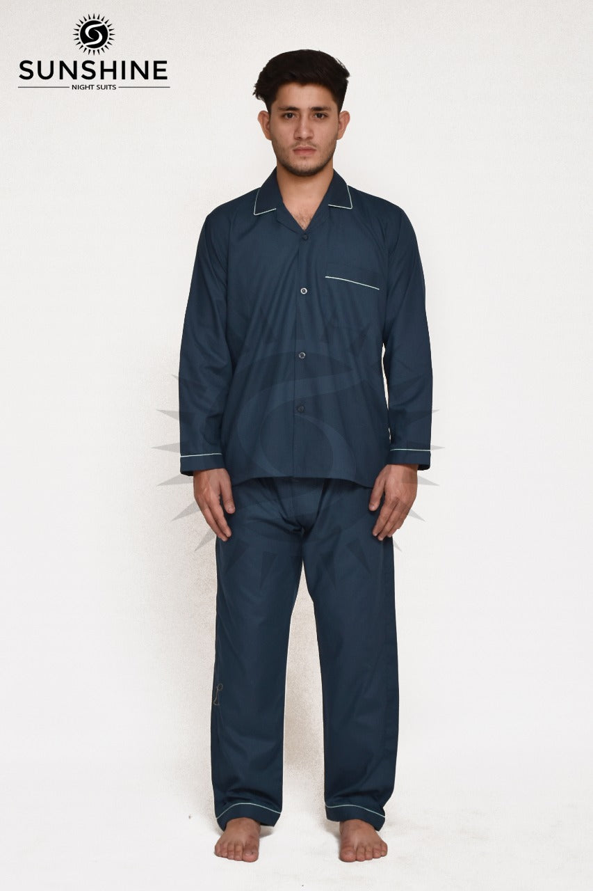 Teal Plain Nightsuit For Men – MN-805