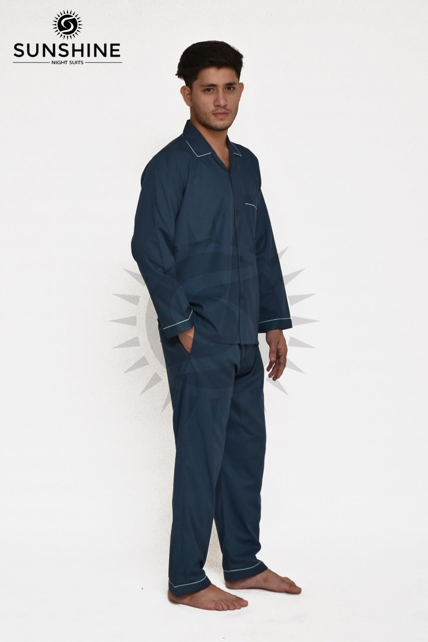 Teal Plain Nightsuit For Men – MN-805