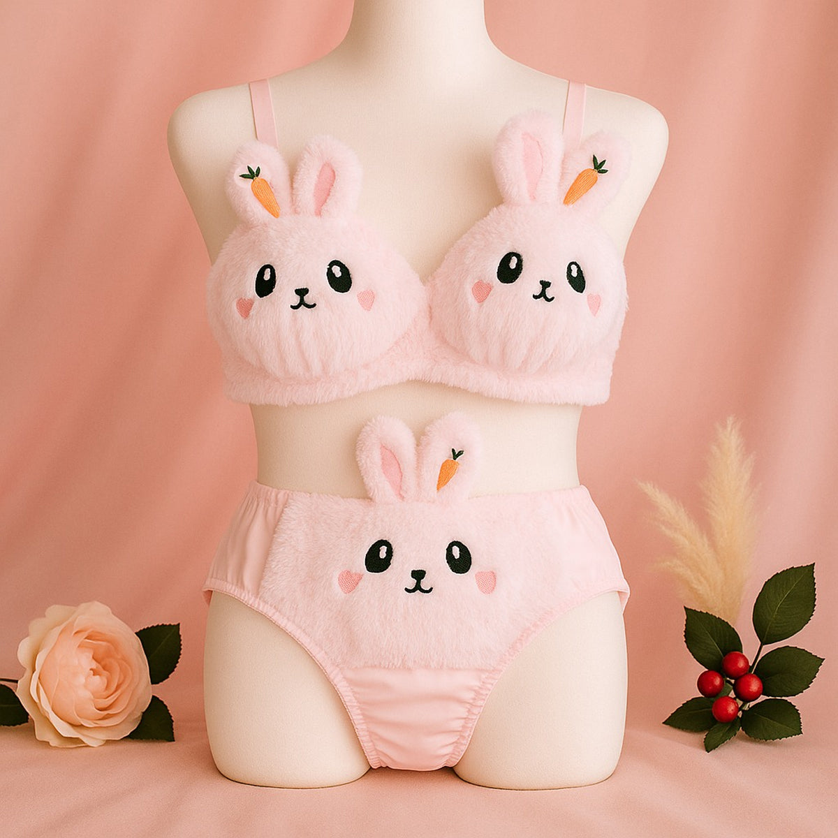 Undergarments New High Quality Sexy Cute Anime Soft Plush Design bra underwear Japanese cartoon rabbit underwear Bra & Panty Set 581