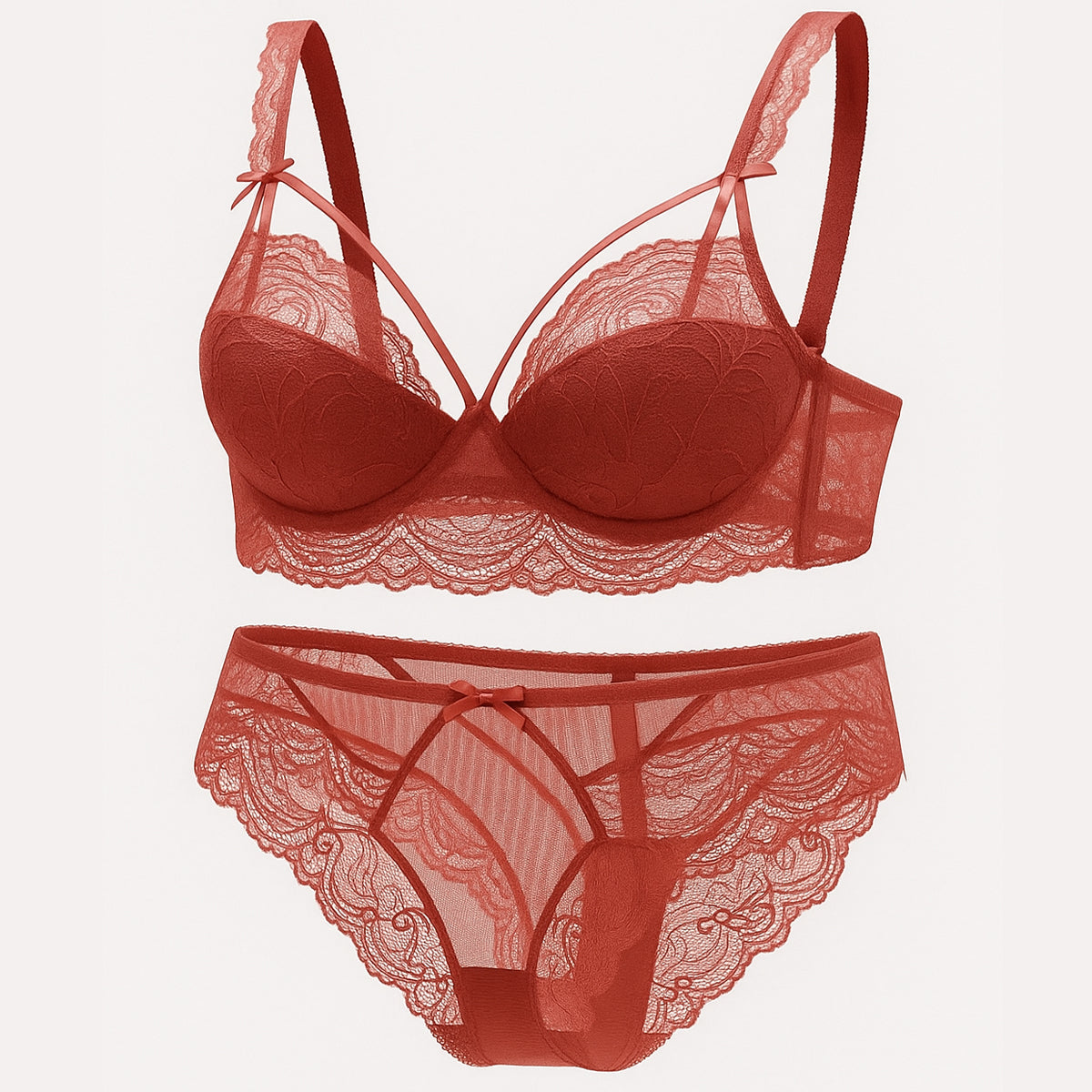 High Quality Thin Half Cup Lace Wired Half Cup Adjustable Straps Back Closure Bridal Light Padded Bra Panty Set