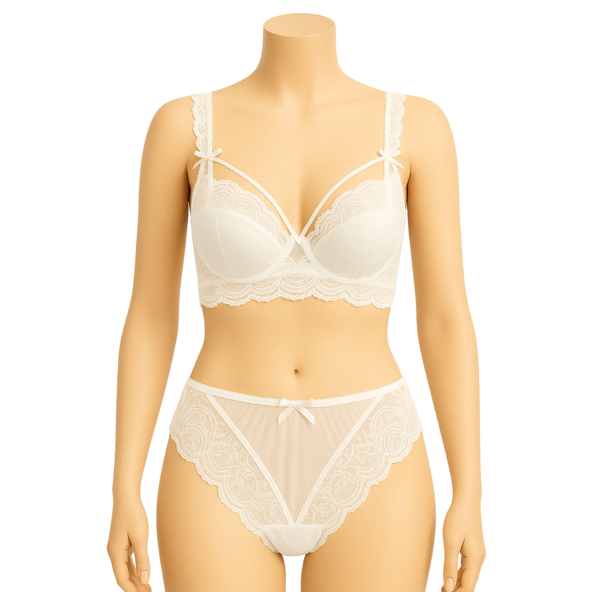 High Quality Thin Half Cup Lace Wired Half Cup Adjustable Straps Back Closure Bridal Light Padded Bra Panty Set
