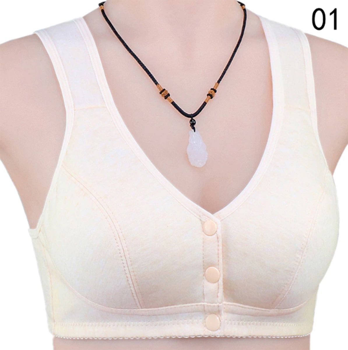 Comfortable Solid Seamless Front Button Front Open Bra-108