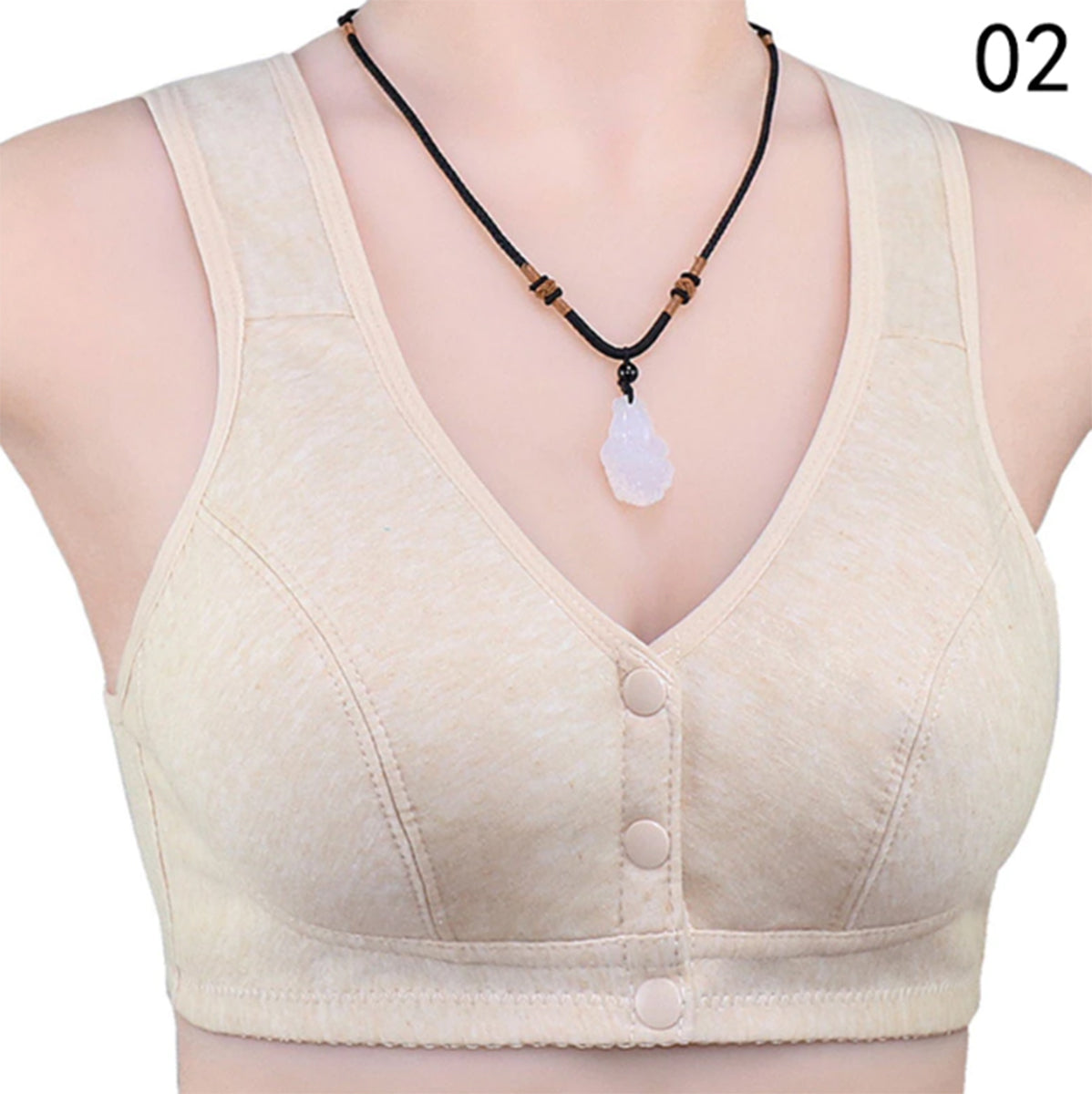Comfortable Solid Seamless Front Button Front Open Bra-108