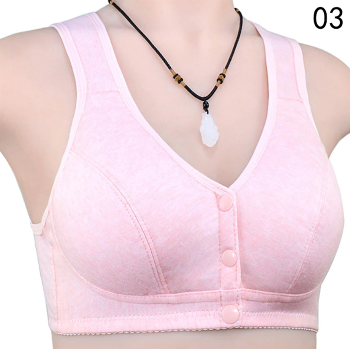 Comfortable Solid Seamless Front Button Front Open Bra-108