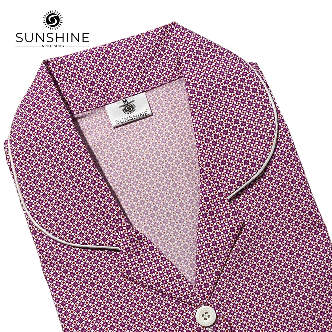 Pink Geometric Printed 100% Cotton Nightdress Ladies – WCN-05
