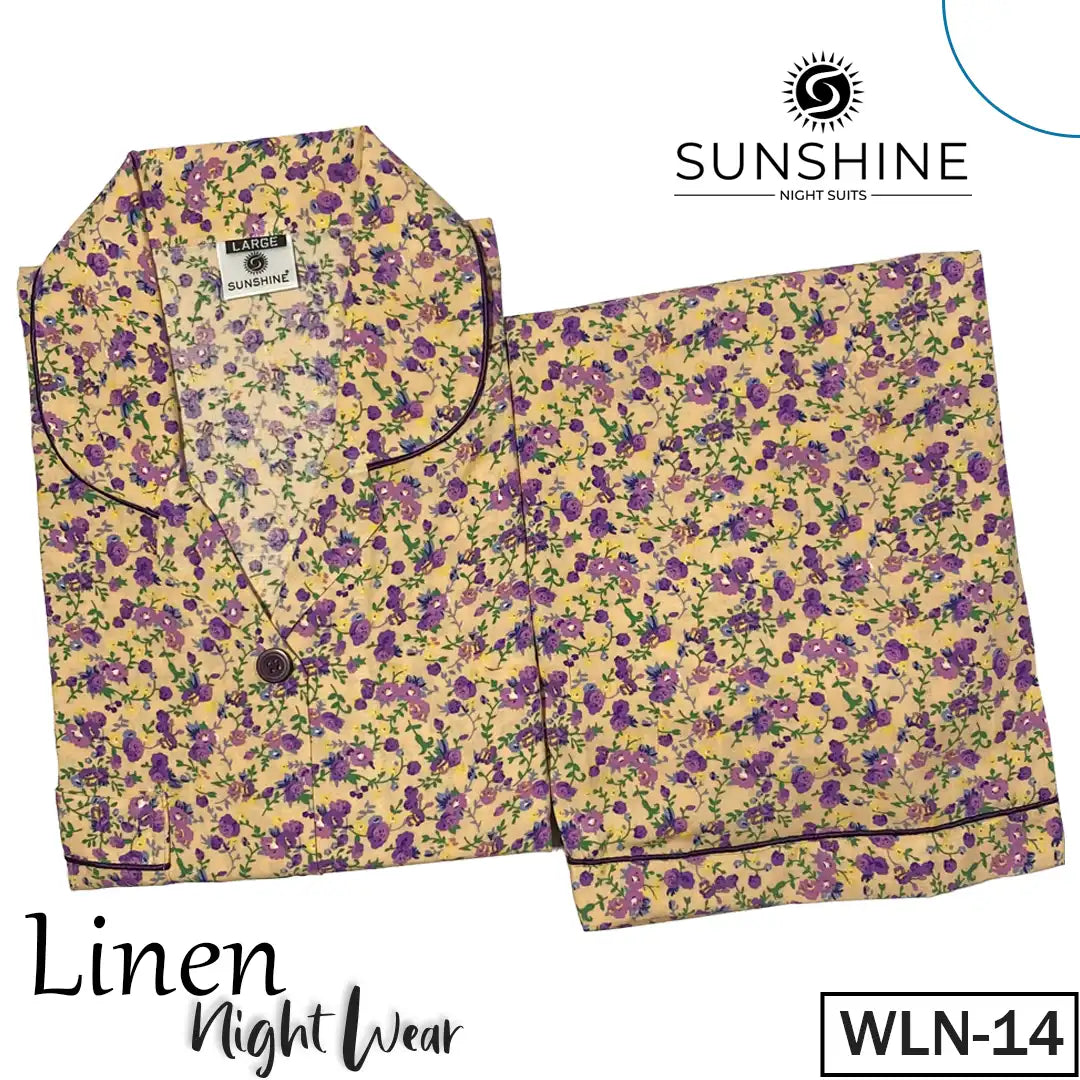 Purple Floral Printed Linen Nightdress – WLN-14
