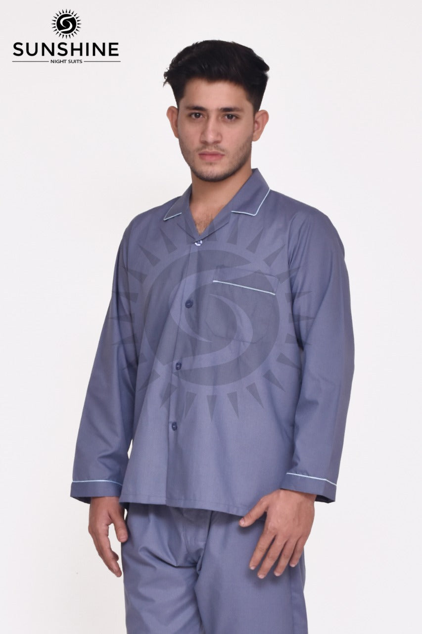 Waikawa Grey Plain Nightsuit For Men – MN-805