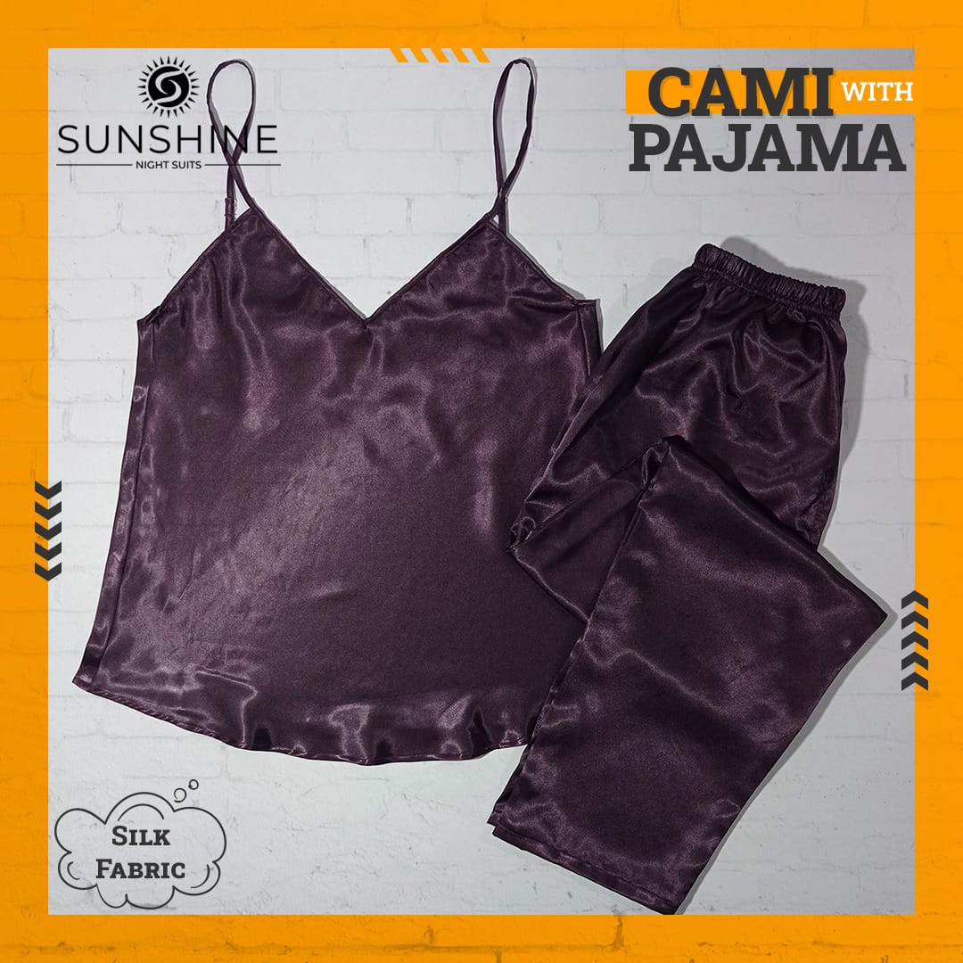 Silk Cami Pajama Set for Women | Dark Purple
