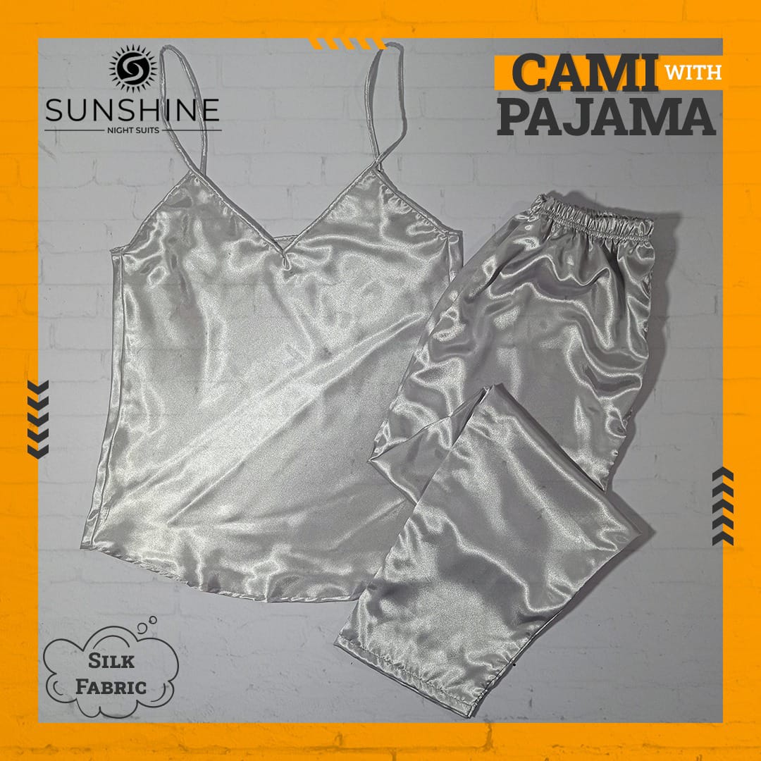 Silk Cami Pajama Set for Women | Silver Grey