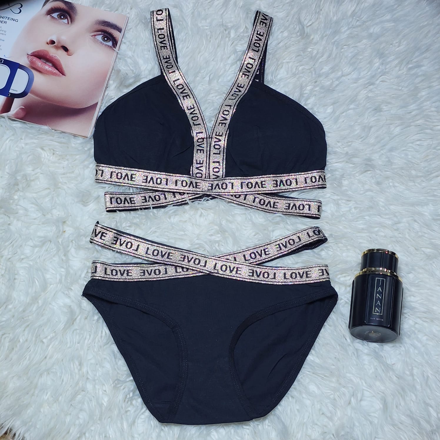 Women Bra And Panty Set Push Up Sexy Beach Female Adjustable Shoulder Strap Underwear 3/4 Deep V Lingerie Set