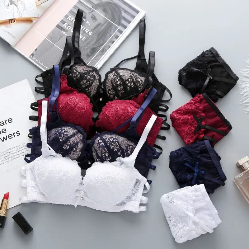 Push Up Padded Lace Bra And Panty Set Back Closure Seamless Lingerie Set 1801