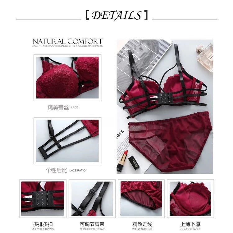 Push Up Padded Lace Bra And Panty Set Back Closure Seamless Lingerie Set 1801