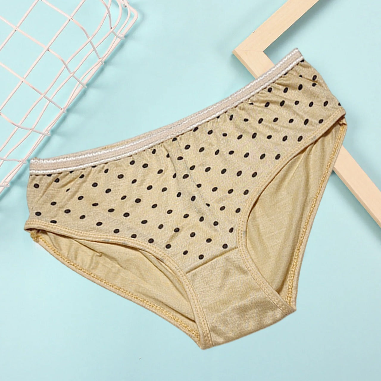 Budget Pack Of 5 Comfortable Polka Dotted Cotton Brief Women Seamless Underwear Panties 3201