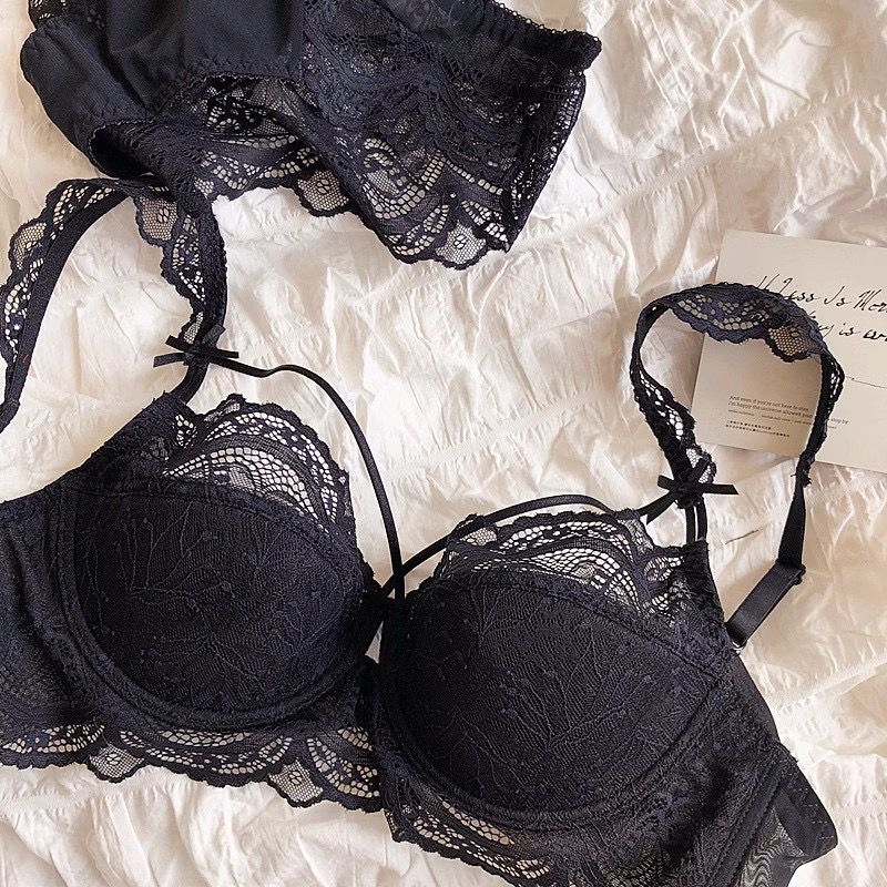 High Quality Thin Half Cup Lace Wired Half Cup Adjustable Straps Back Closure Bridal Light Padded Bra Panty Set