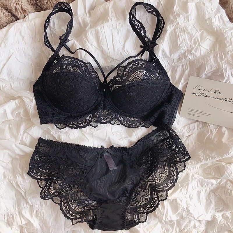 High Quality Thin Half Cup Lace Wired Half Cup Adjustable Straps Back Closure Bridal Light Padded Bra Panty Set