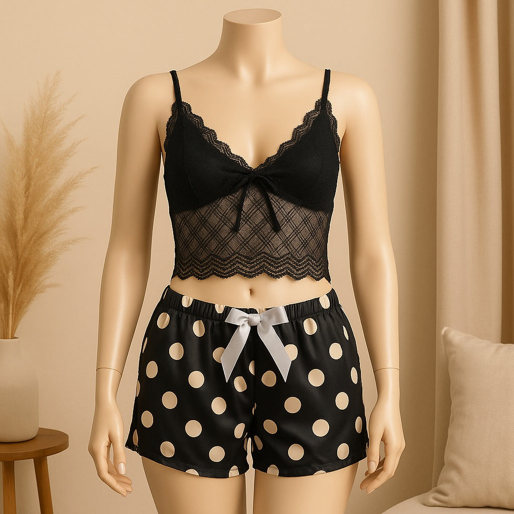 2 Pcs Short Skirt Style Lace See Through Inner Sexy Nighty 1020