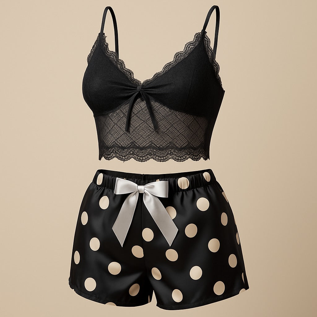 2 Pcs Short Skirt Style Lace See Through Inner Sexy Nighty 1020