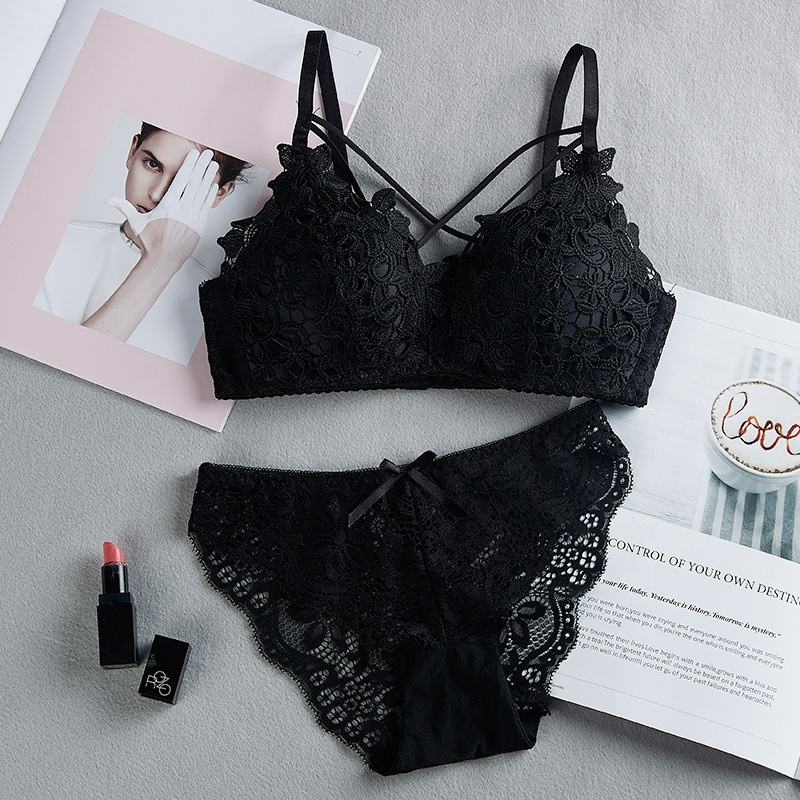 Shezaib Women's Set Wire Free Push Up Lace Female Underwear Set Transparent Panties Seamless Female Underwear and Panty Set 8815