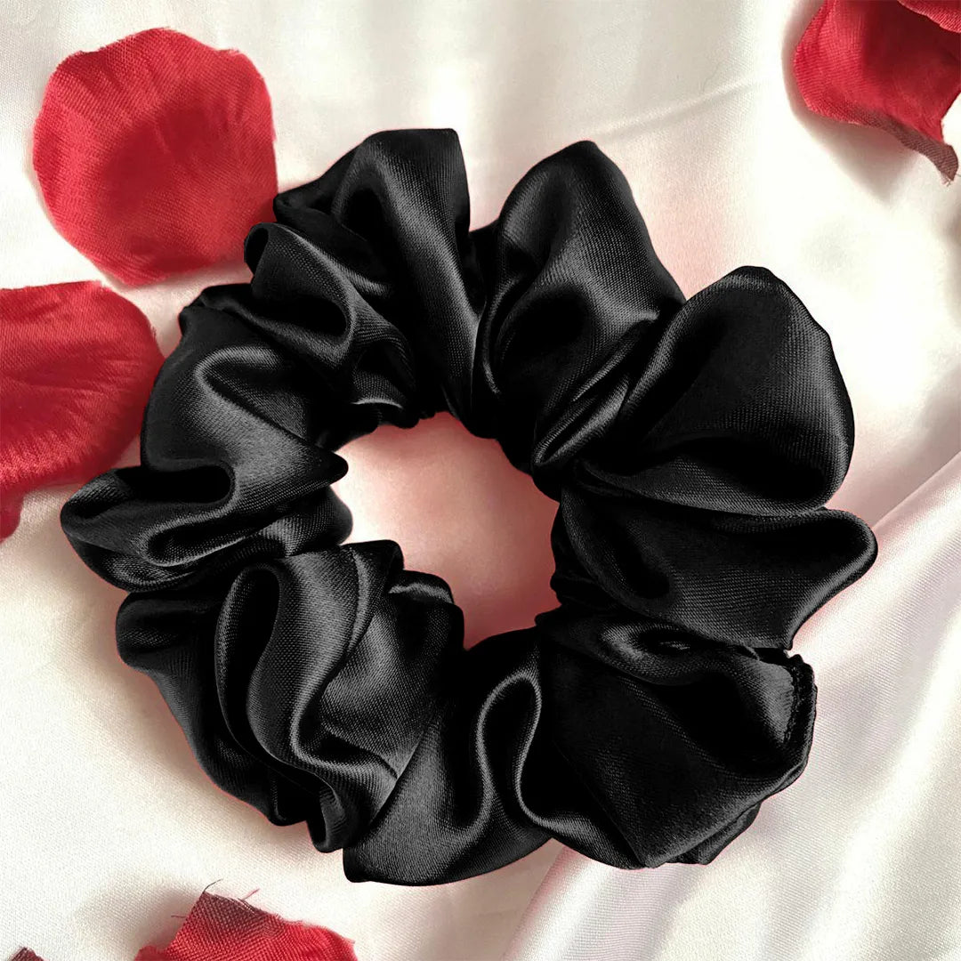 Black Silk Scrunchies