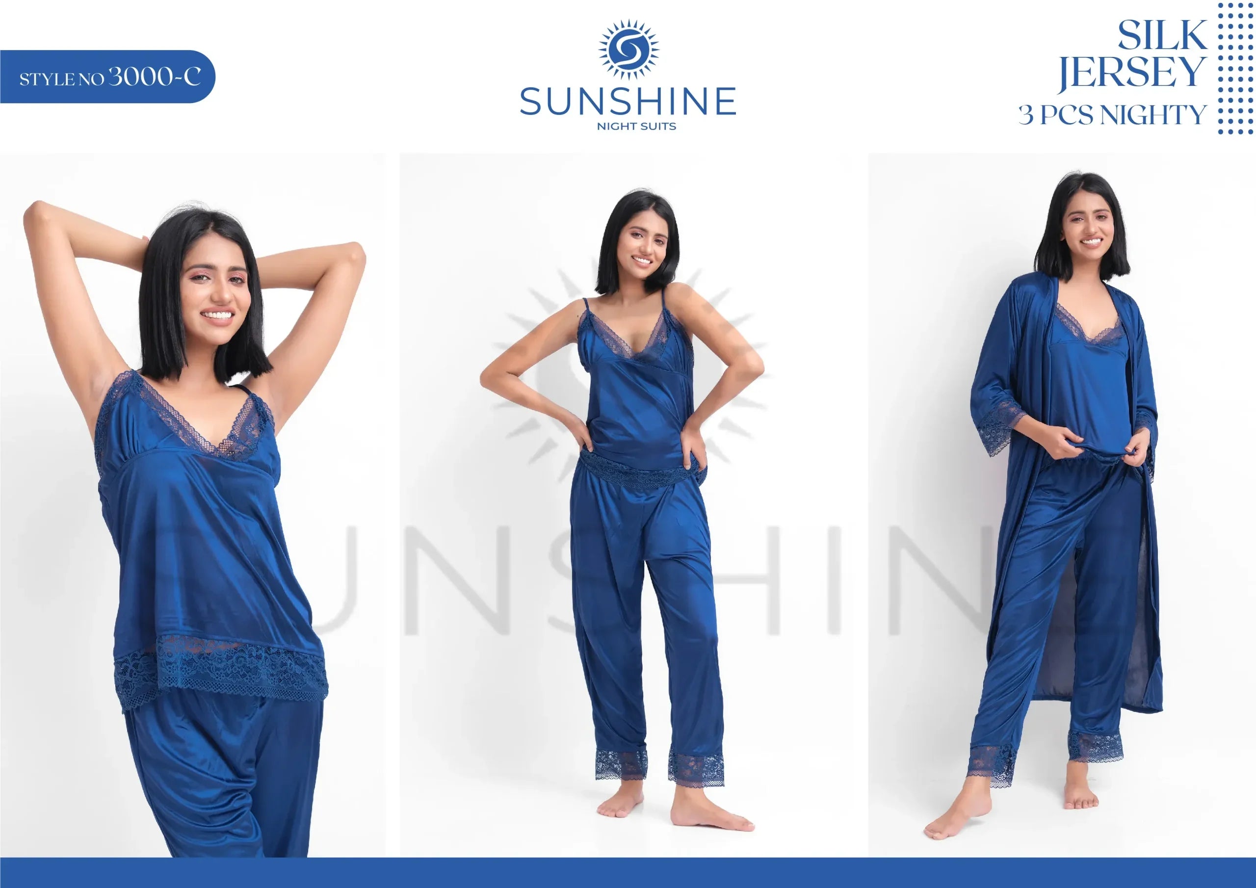 Blue Silk Nighty 3000-C