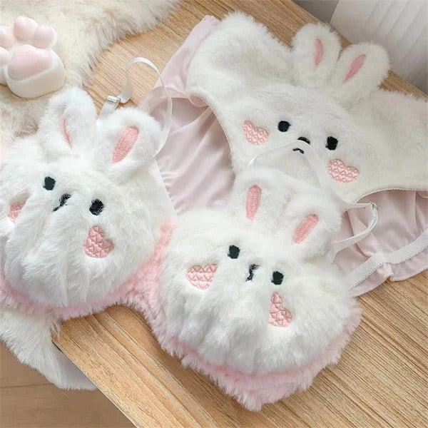 Undergarments New High Quality Sexy Cute Anime Soft Plush Design bra underwear Japanese cartoon rabbit underwear Bra & Panty Set 582