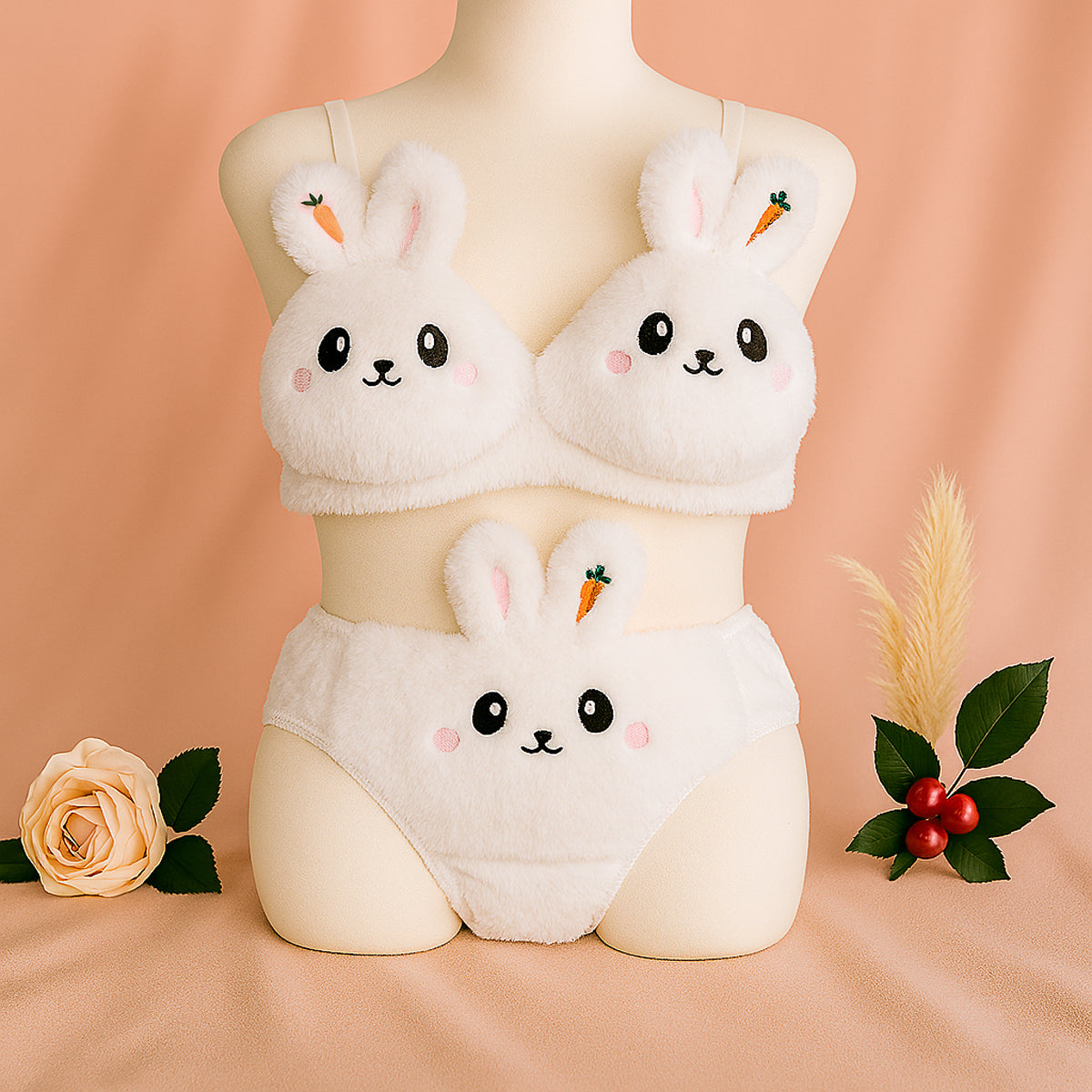 Undergarments New High Quality Sexy Cute Anime Soft Plush Design bra underwear Japanese cartoon rabbit underwear Bra & Panty Set 581