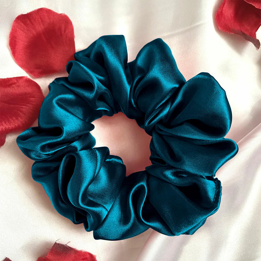 Teal Silk Scrunchies