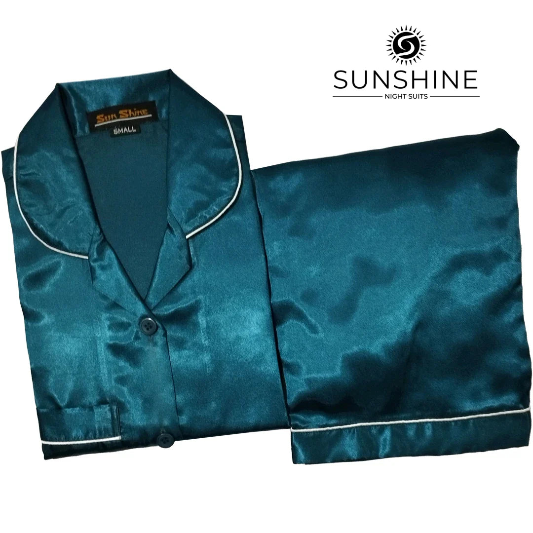 Teal Silk Pajamas For Women